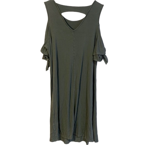 3/$25 Alison Andrews Women’s Green Cold Shoulder Shift  Dress - Picture 3 of 6